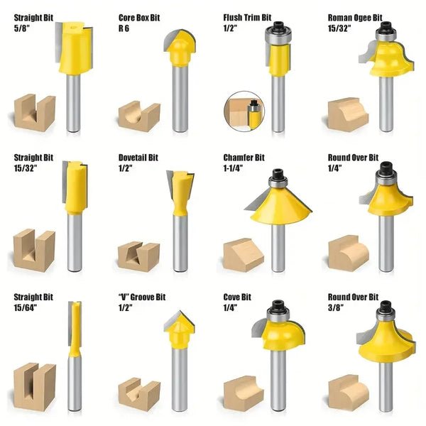 15 Piece Router Bit Set shank 1/4"
