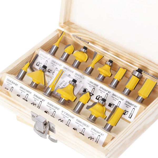 15 Piece Router Bit Set shank 1/4"