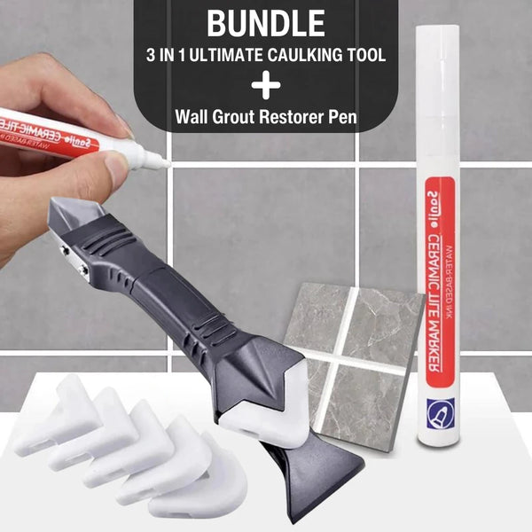 3 IN 1 ULTIMATE CAULKING TOOL + RESTORER PEN