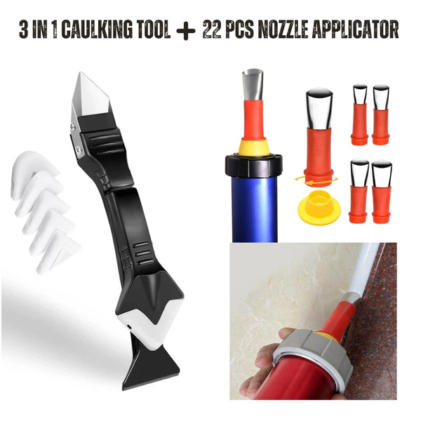3 IN 1 ULTIMATE CAULKING TOOL + 22 PCS NOZZLE APPLICATOR